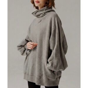 LIT Activewear Women Gray Funnel Neck Oversized Sweatshirt Size L NWT